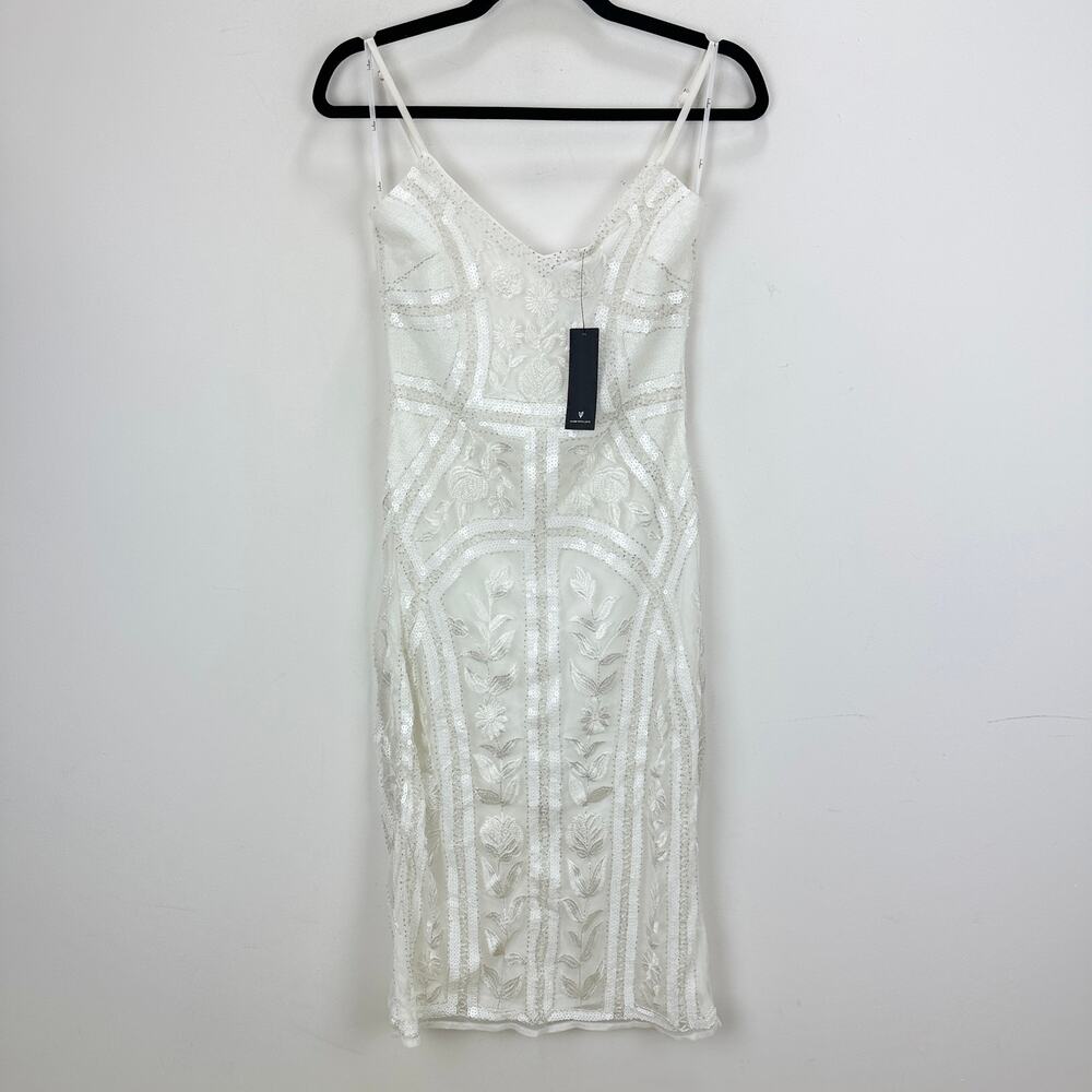Lulus Alluring Interest White Sequin Embroidered Sleeveless Midi Dress Small NWT - Picture 5 of 13